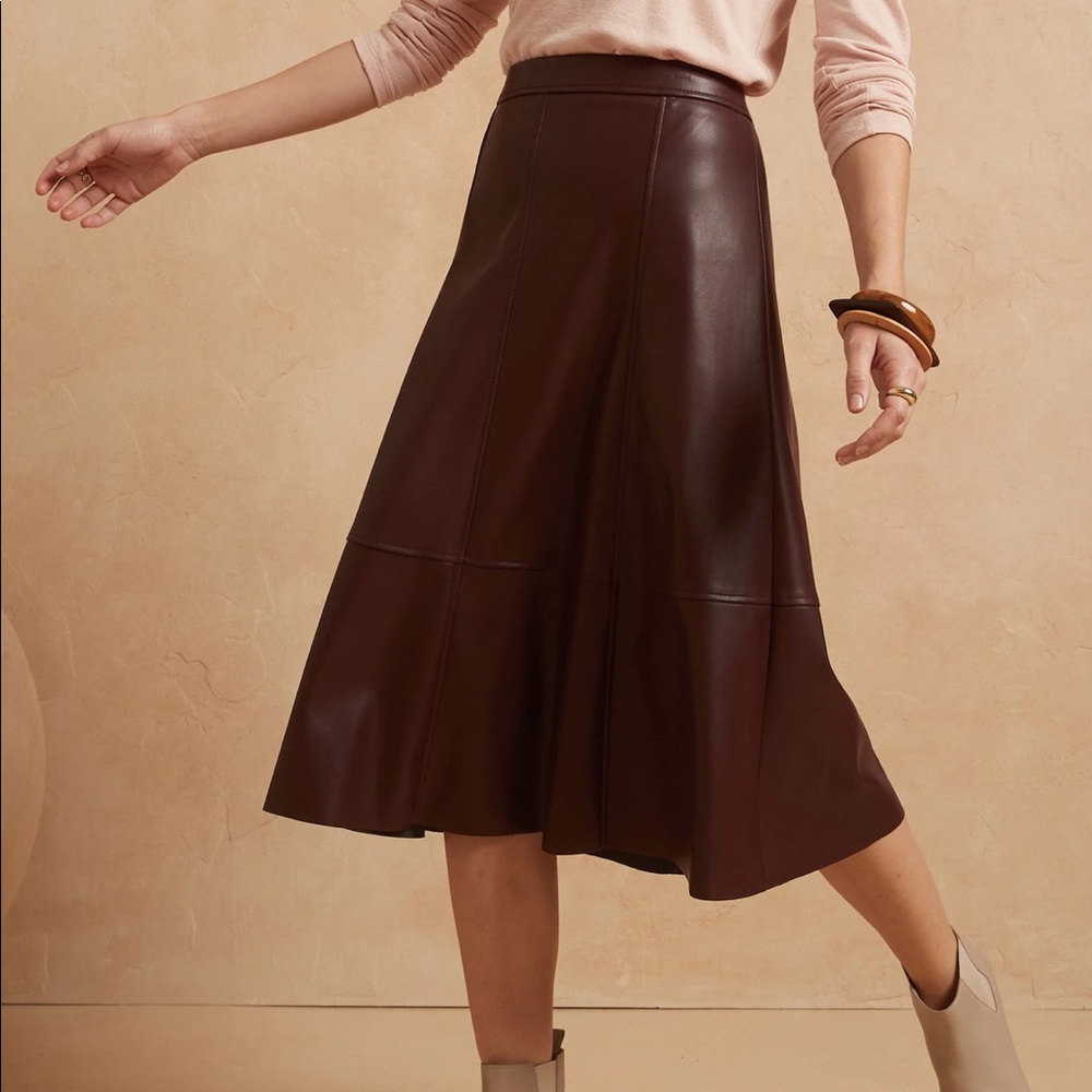 NWT Banana Republic Vegan Leather Midi Skirt